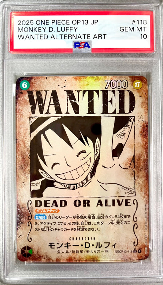 ★OP13-118 Monkey D. Luffy (WANTED) Authenticated Product