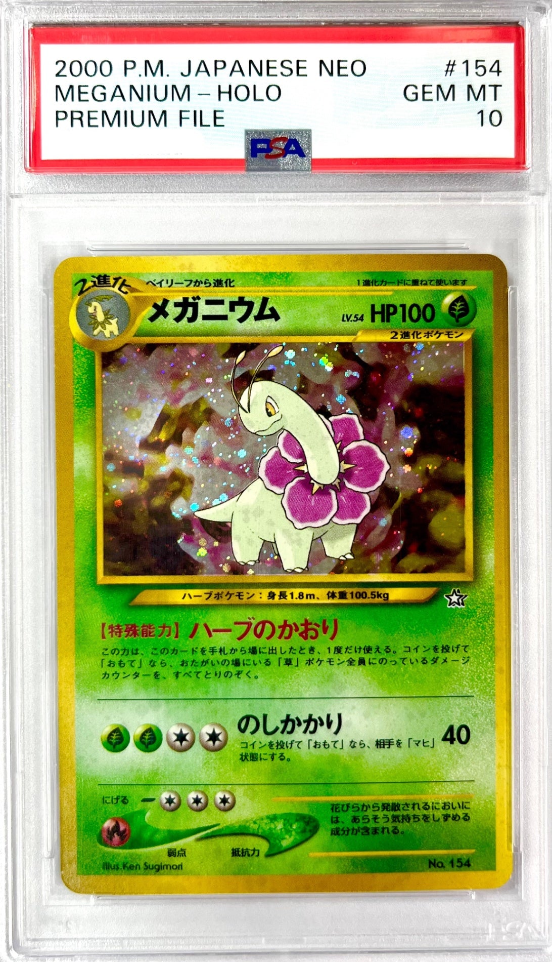 【レア】★LV54HP100NO154-NEOPF メガニウム(右中央:☆)　鑑定品